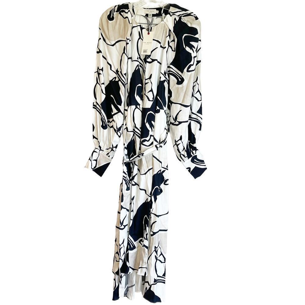 Ted Baker London Midi Shirt Dress with Splits Snap Button Size 2 / US Size 6 NWT - Picture 4 of 12